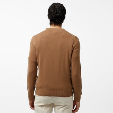  Erkek Regular Fit Bisiklet Yaka Kahverengi Triko