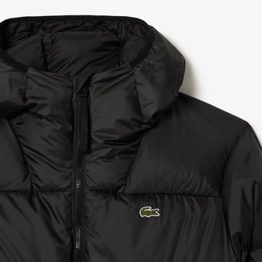  Lacoste Erkek Relaxed Fit Kapüşonlu Siyah Şişme Mont