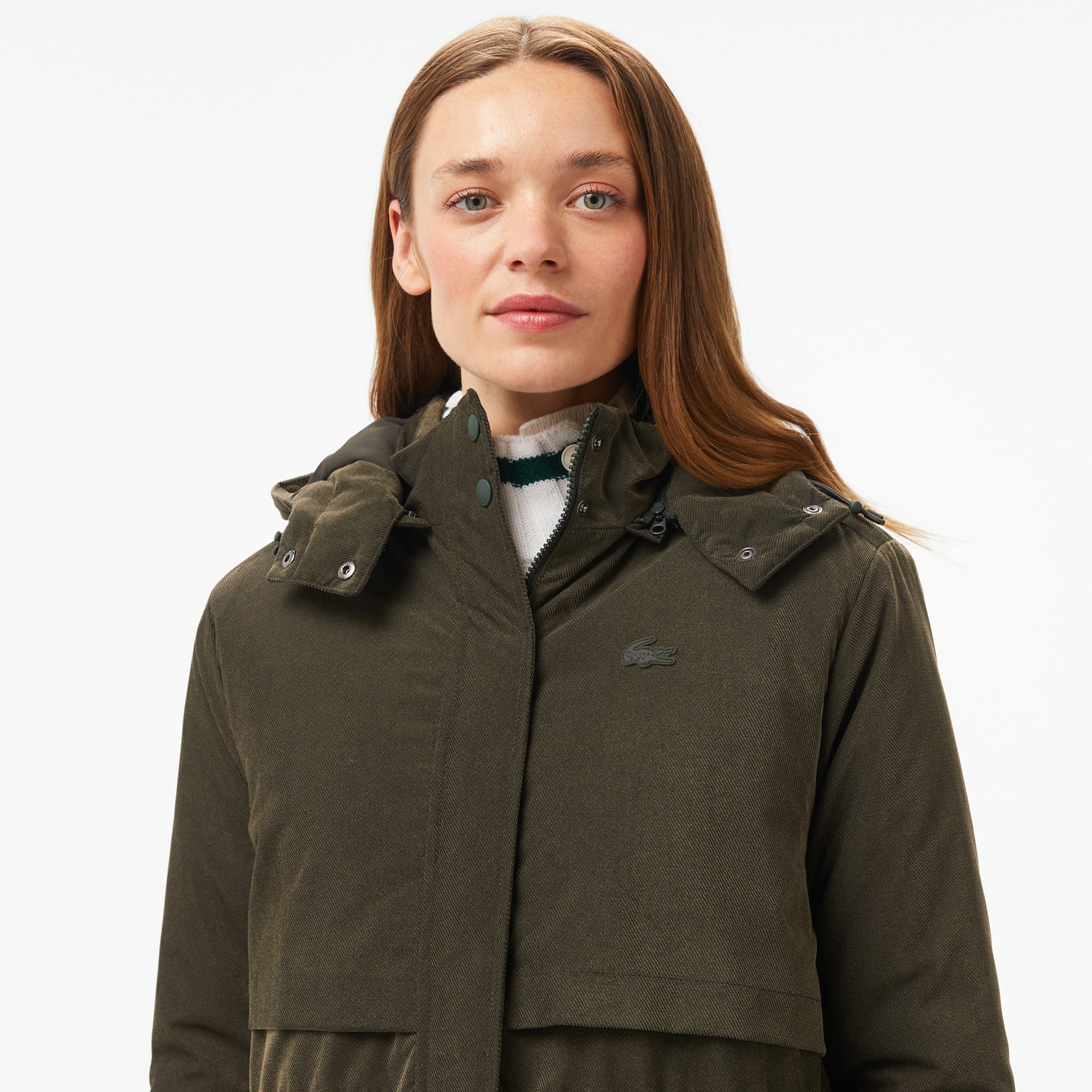 Kadın Relaxed Fit Kapüşonlu Haki Mont