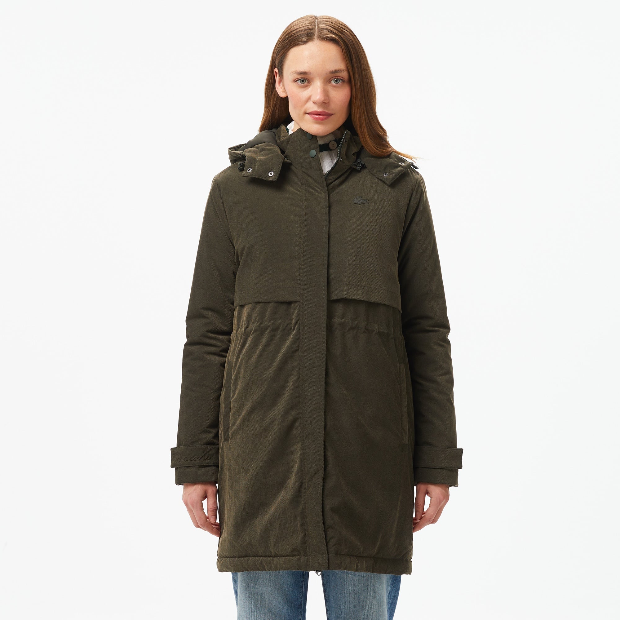 Kadın Relaxed Fit Kapüşonlu Haki Mont