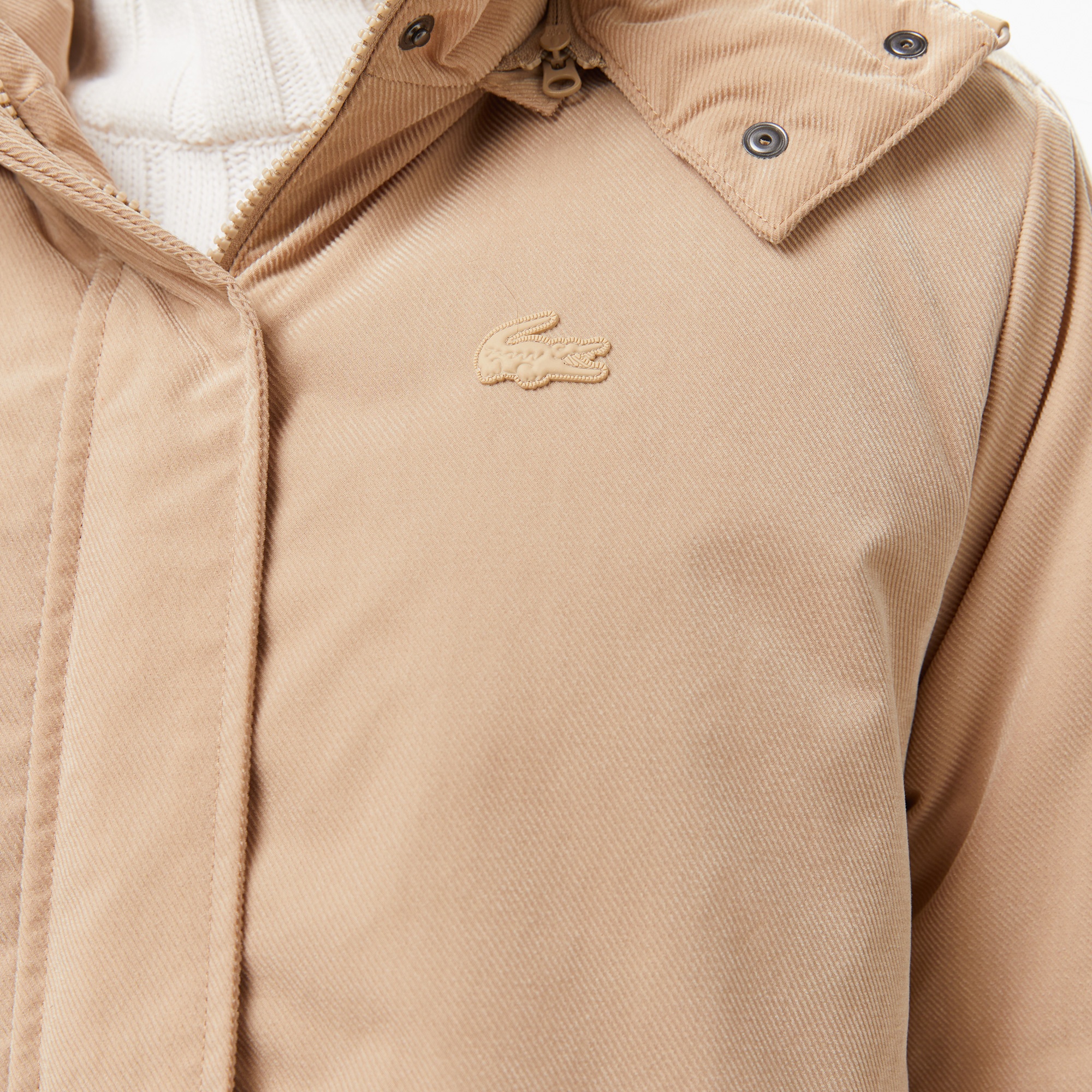 Kadın Relaxed Fit Kapüşonlu Bej Mont