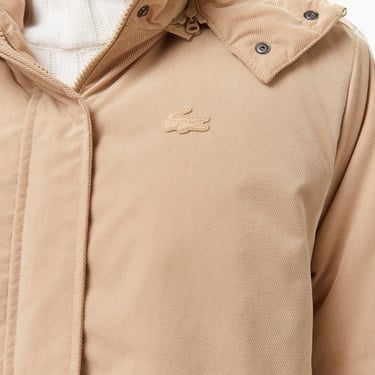  Kadın Relaxed Fit Kapüşonlu Bej Mont