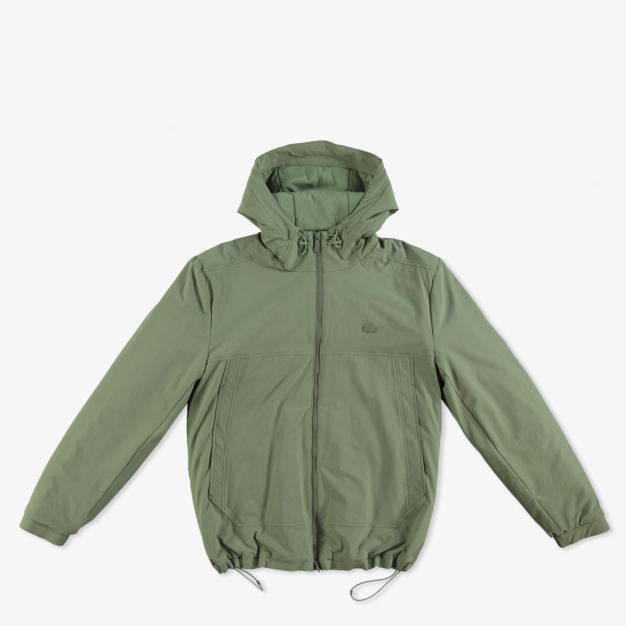 Erkek Relaxed Fit Kapüşonlu Yeşil Yağmurluk