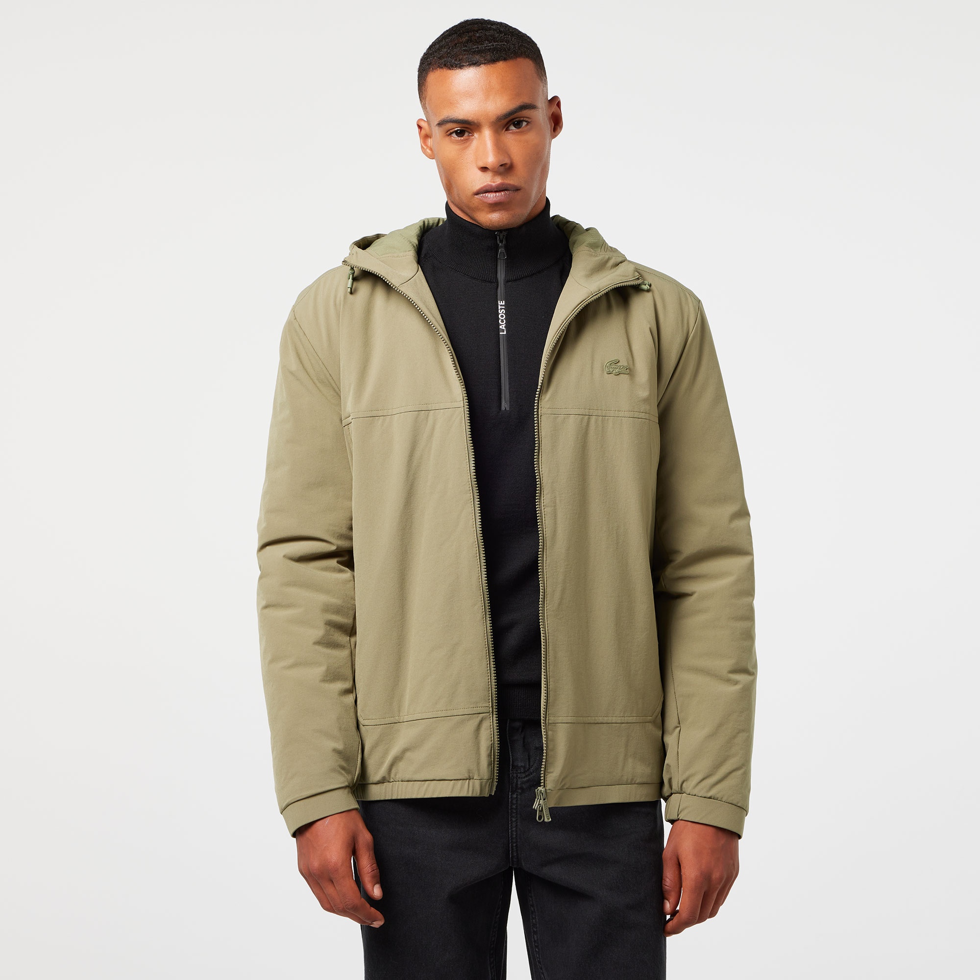 Erkek Relaxed Fit Kapüşonlu Yeşil Yağmurluk