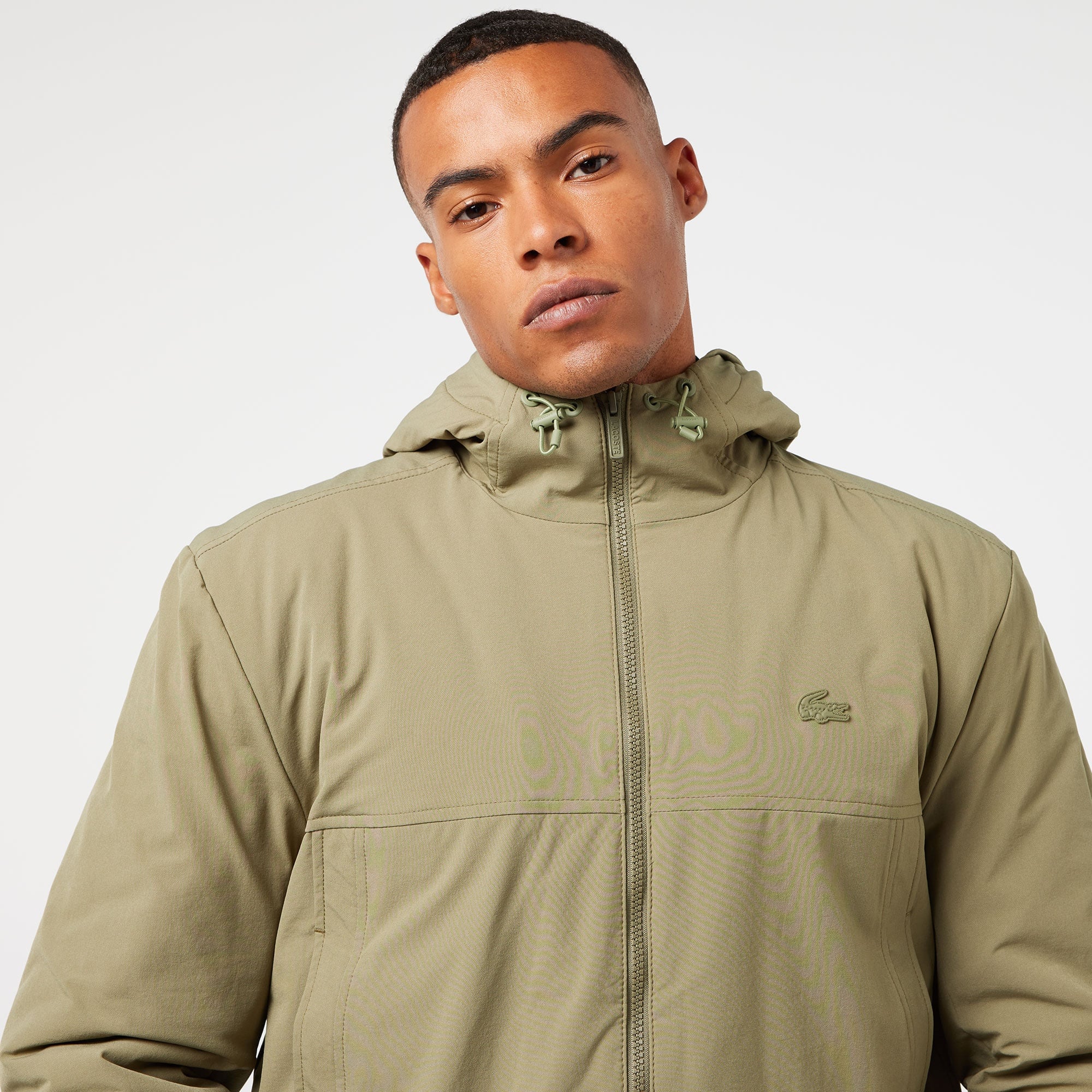 Erkek Relaxed Fit Kapüşonlu Yeşil Yağmurluk