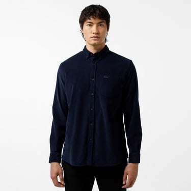  Erkek Regular Fit Düğmeli Yaka Lacivert Gömlek