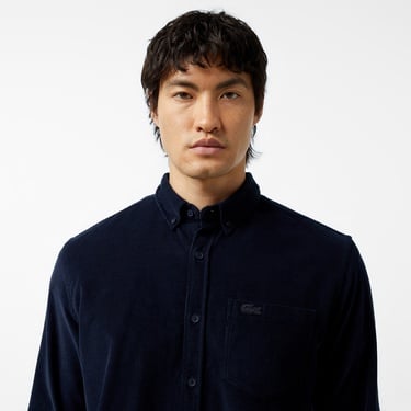  Erkek Regular Fit Düğmeli Yaka Lacivert Gömlek