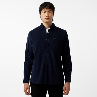  Erkek Regular Fit Düğmeli Yaka Lacivert Gömlek