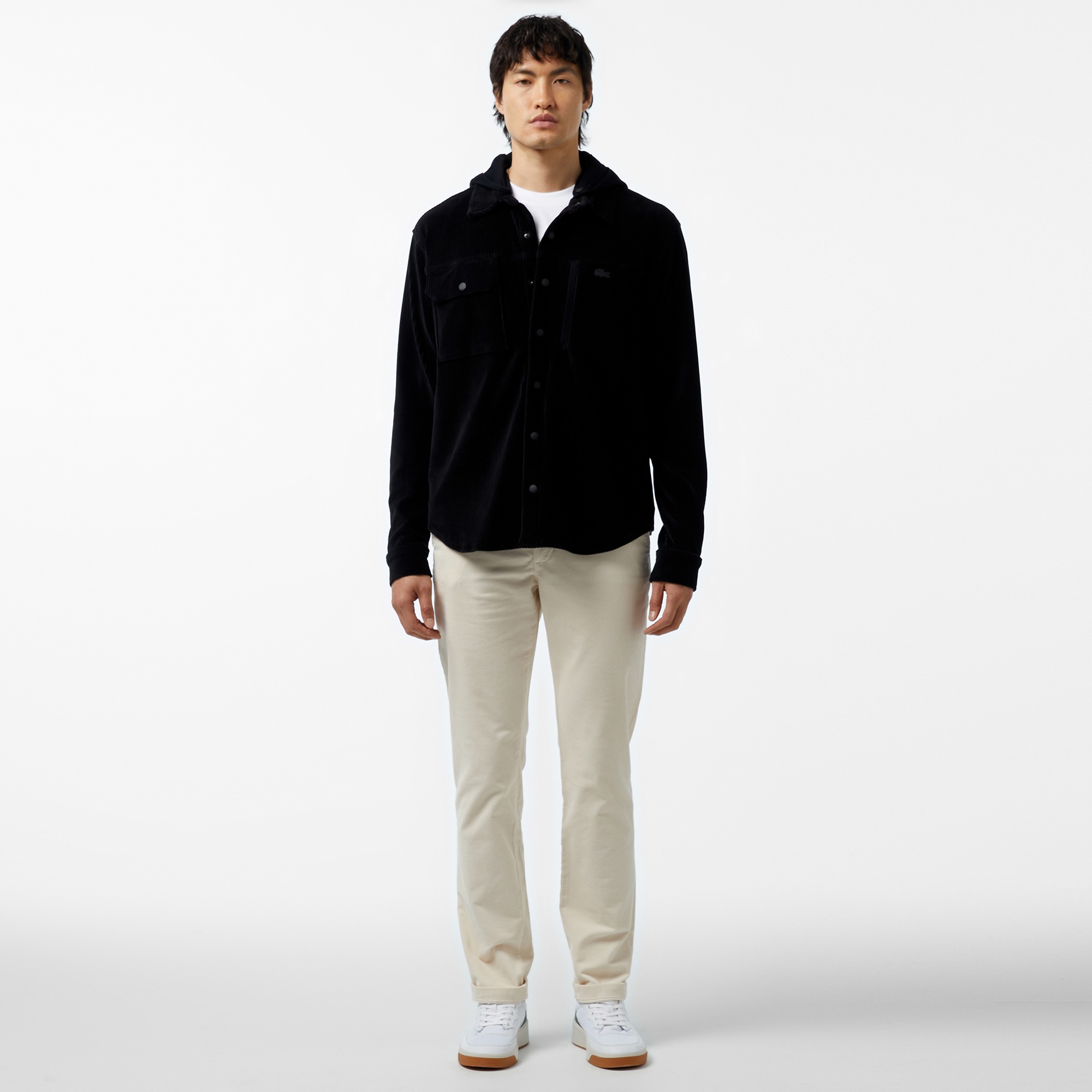 Erkek Relaxed Fit Kapüşonlu Siyah Gömlek