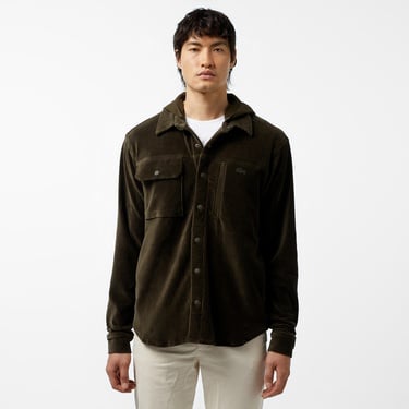  Erkek Relaxed Fit Kapüşonlu Koyu Yeşil Gömlek