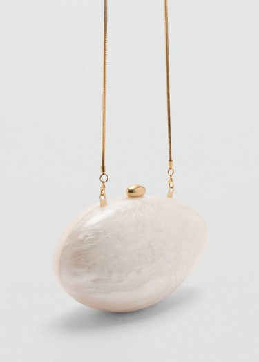  Mango Kadın İnci Görünümlü Clutch Çanta Fildişi Rengi