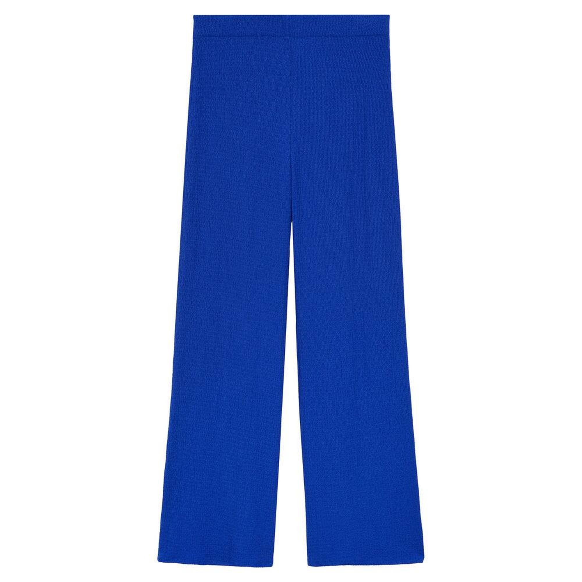 Mango Kadın Düz Kesim Dökümlü Pantolon Mavi