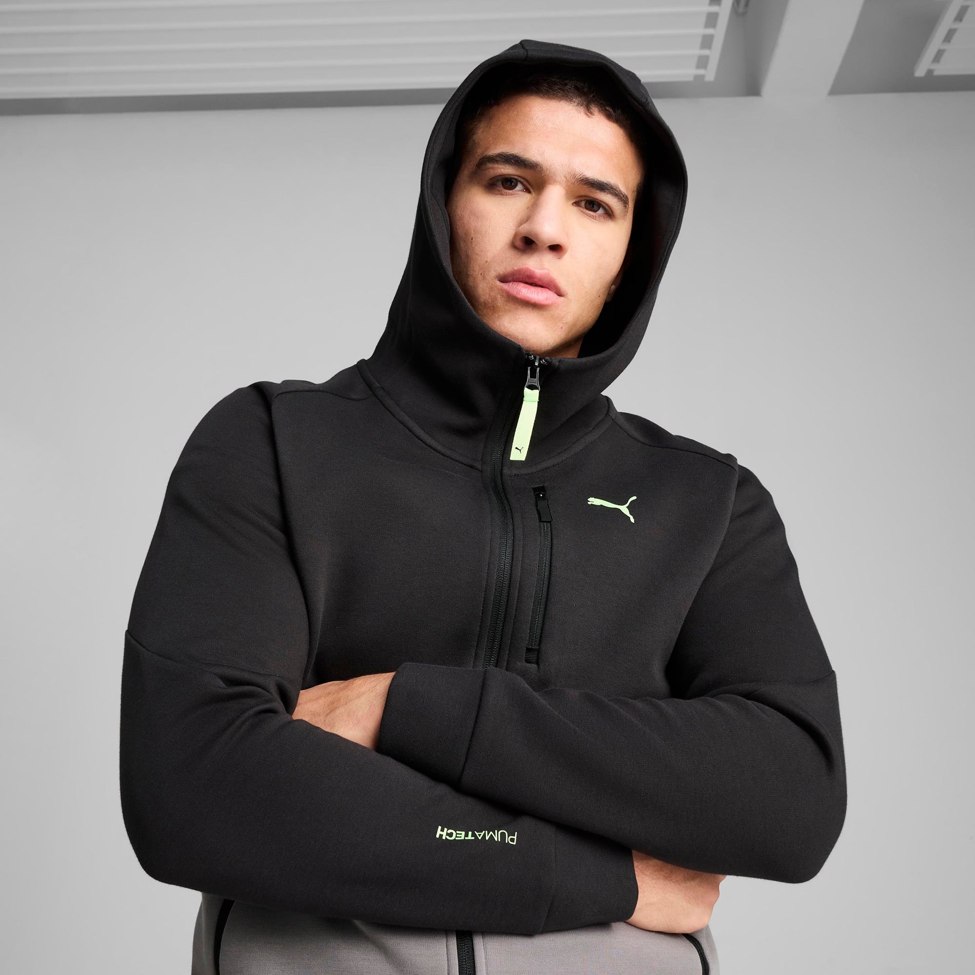 Puma Pumatech Full-Zip Hoodie Erkek Gri Eşofman Üstü