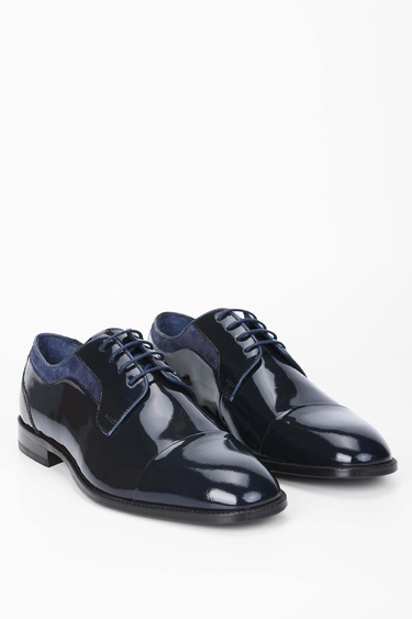  Tamer Tanca Erkek Hakiki Deri Lacivert Klasik Ayakkabı