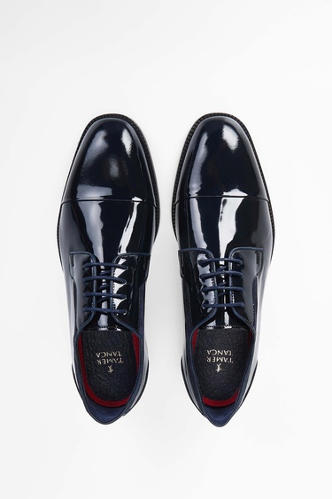  Tamer Tanca Erkek Hakiki Deri Lacivert Klasik Ayakkabı