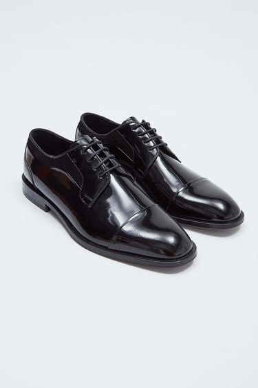  Tamer Tanca Erkek Hakiki Deri Siyah Rugan Klasik Ayakkabı