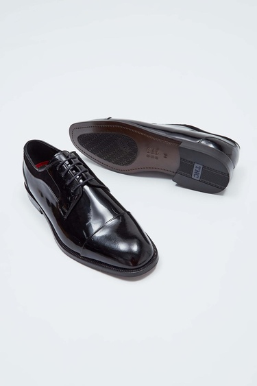  Tamer Tanca Erkek Hakiki Deri Siyah Rugan Klasik Ayakkabı