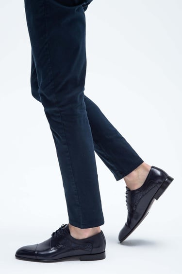  Tamer Tanca Erkek Hakiki Deri Lacivert/Lacivert Klasik Ayakkabı