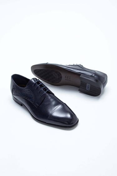  Tamer Tanca Erkek Hakiki Deri Lacivert/Lacivert Klasik Ayakkabı