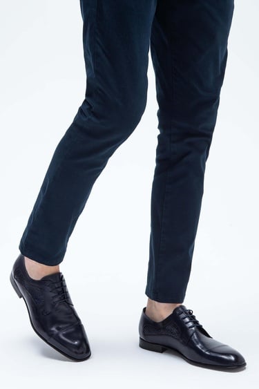  Tamer Tanca Erkek Hakiki Deri Lacivert/Lacivert Klasik Ayakkabı