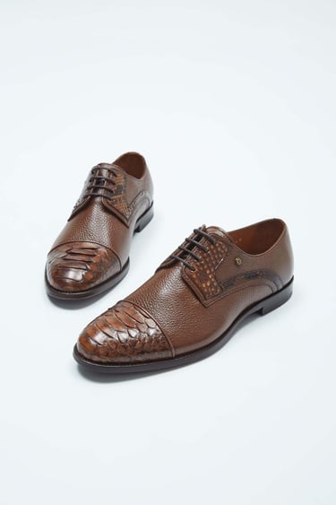  Tamer Tanca Erkek Hakiki Deri Taba Yılan Klasik Ayakkabı