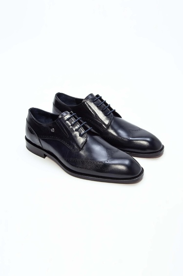  Tamer Tanca Erkek Hakiki Deri Lacivert Klasik Ayakkabı