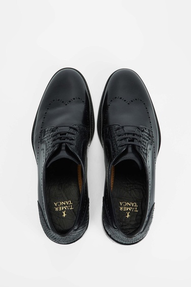  Tamer Tanca Erkek Hakiki Deri Siyah Bufalo Klasik Ayakkabı