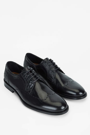  Tamer Tanca Erkek Hakiki Deri Siyah Bufalo Klasik Ayakkabı