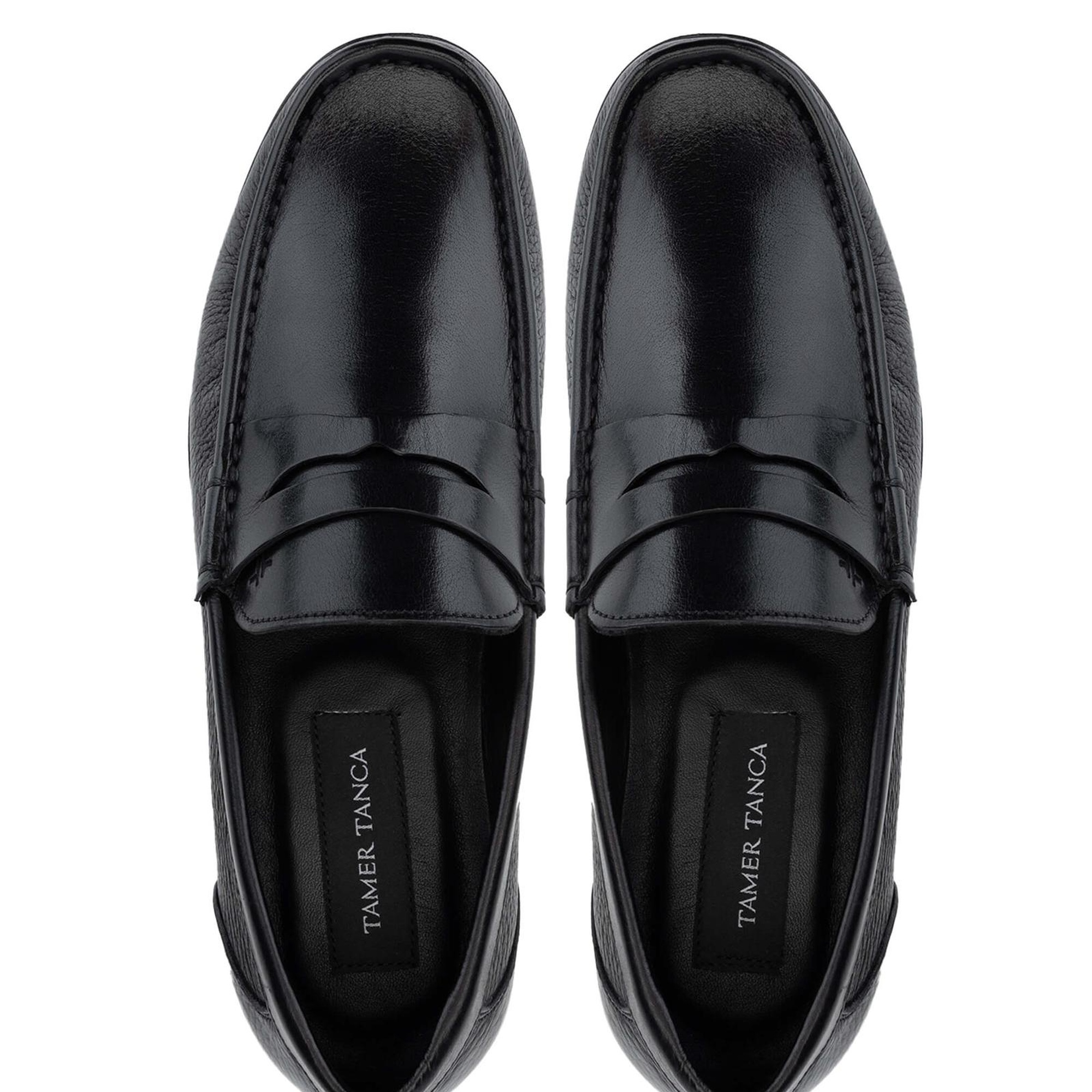 Tamer Tanca Erkek Hakiki Deri Siyah Makosen Ayakkabı