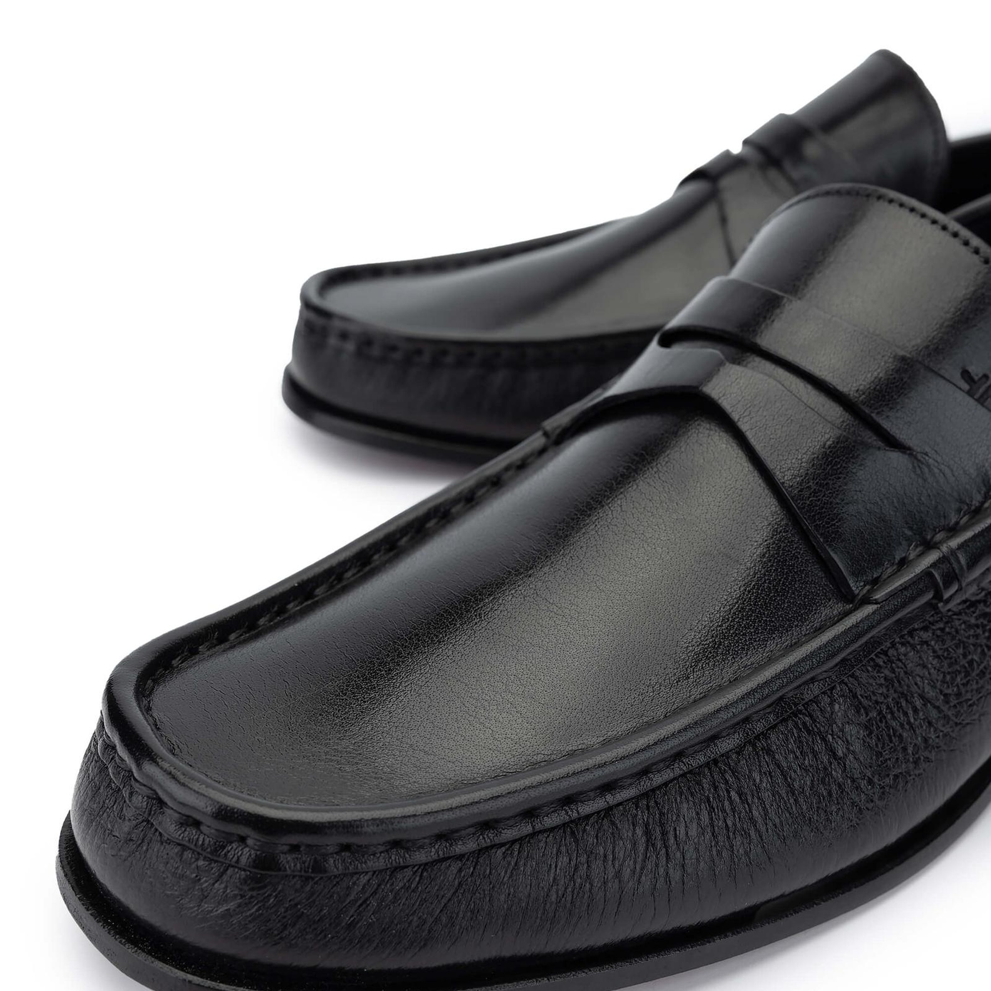 Tamer Tanca Erkek Hakiki Deri Siyah Makosen Ayakkabı