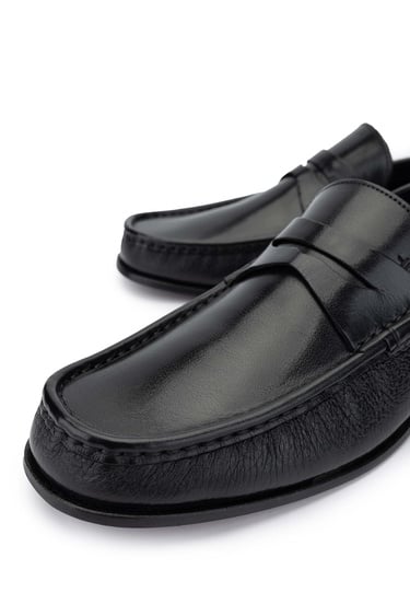  Tamer Tanca Erkek Hakiki Deri Siyah Makosen Ayakkabı