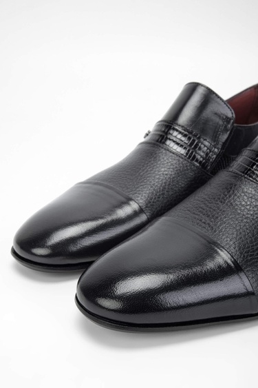  Tamer Tanca Erkek Hakiki Deri Siyah Makosen Ayakkabı