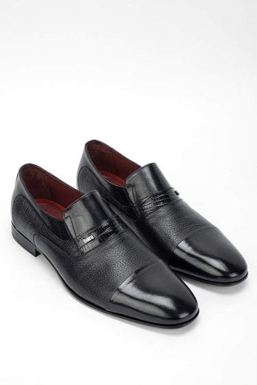  Tamer Tanca Erkek Hakiki Deri Siyah Makosen Ayakkabı