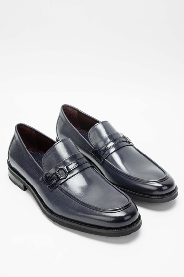  Tamer Tanca Erkek Hakiki Deri Lacivert Makosen Ayakkabı