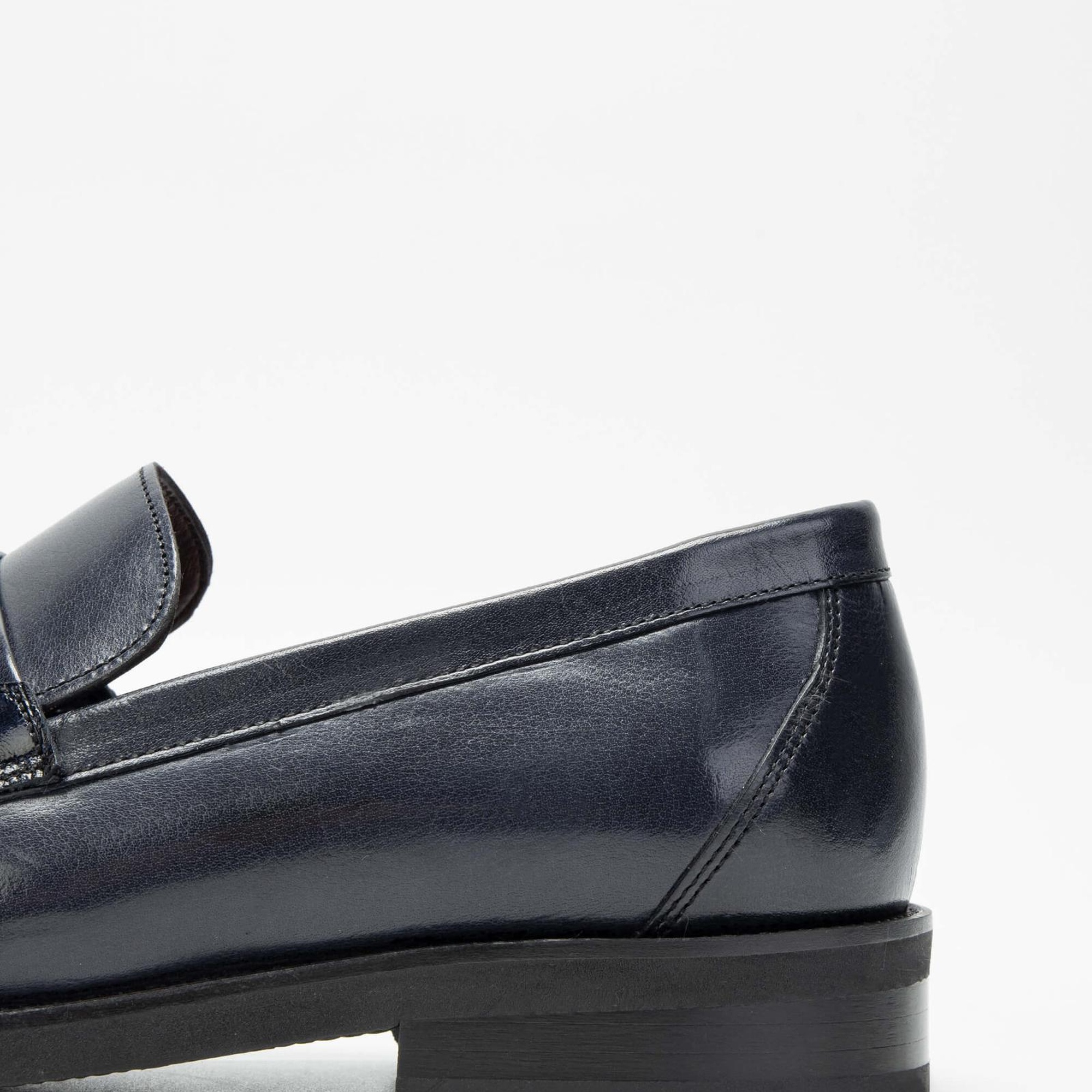 Tamer Tanca Erkek Hakiki Deri Lacivert Makosen Ayakkabı