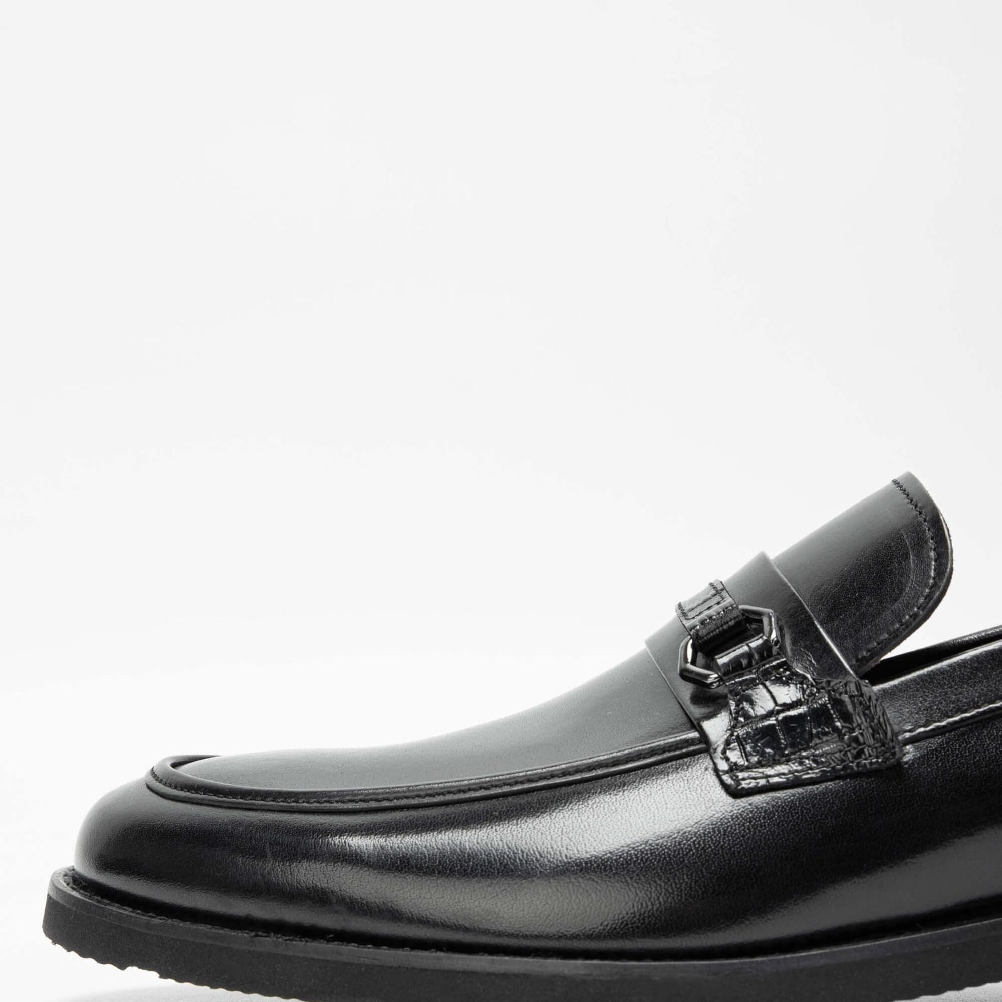 Tamer Tanca Erkek Hakiki Deri Siyah Makosen Ayakkabı