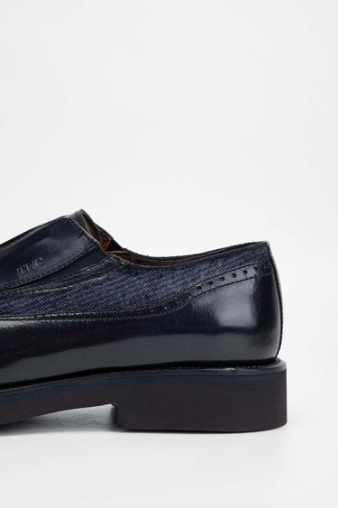  Tamer Tanca Erkek Hakiki Deri/Tekstil Lacivert Makosen Ayakkabı