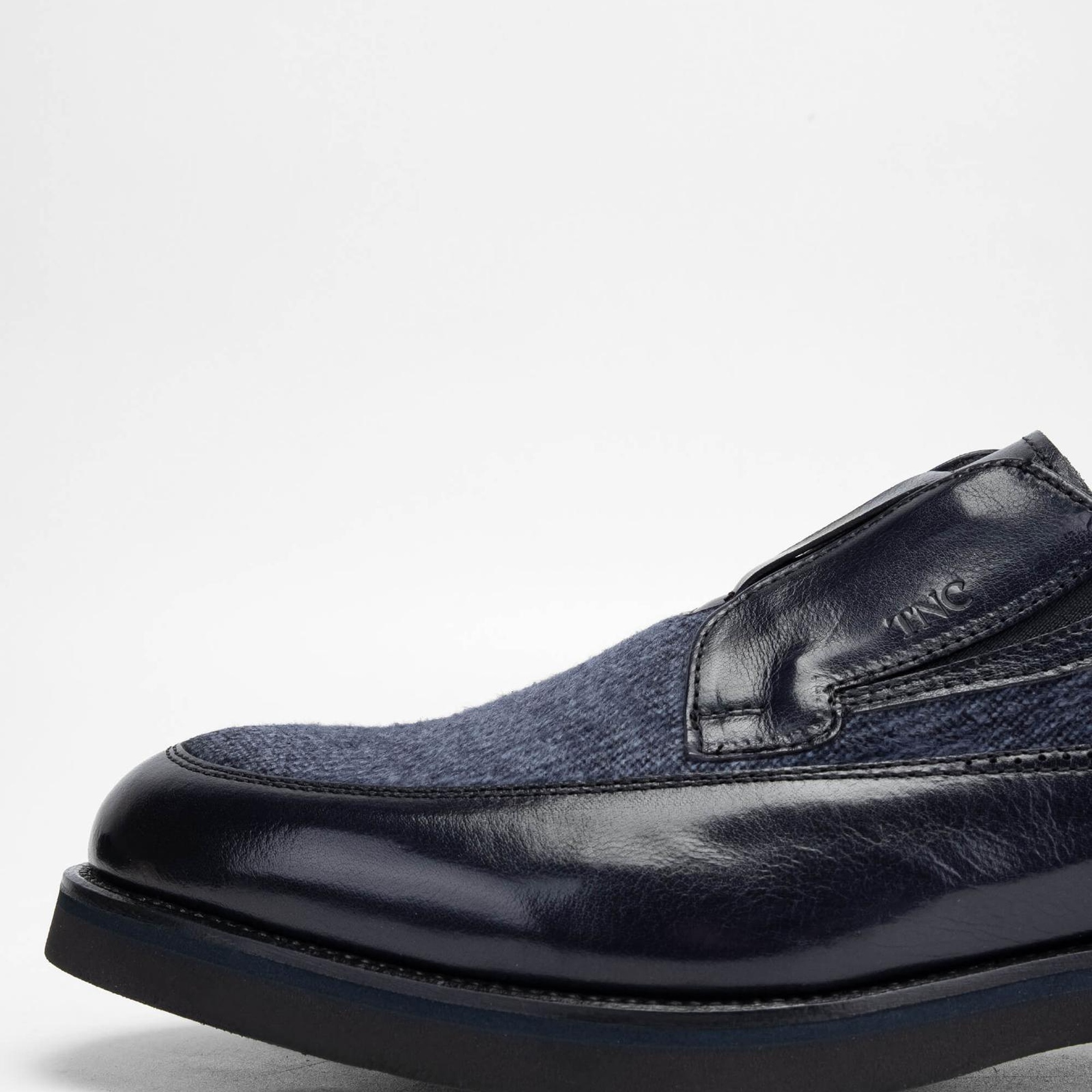 Tamer Tanca Erkek Hakiki Deri/Tekstil Lacivert Makosen Ayakkabı