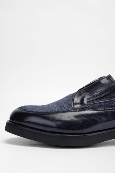  Tamer Tanca Erkek Hakiki Deri/Tekstil Lacivert Makosen Ayakkabı