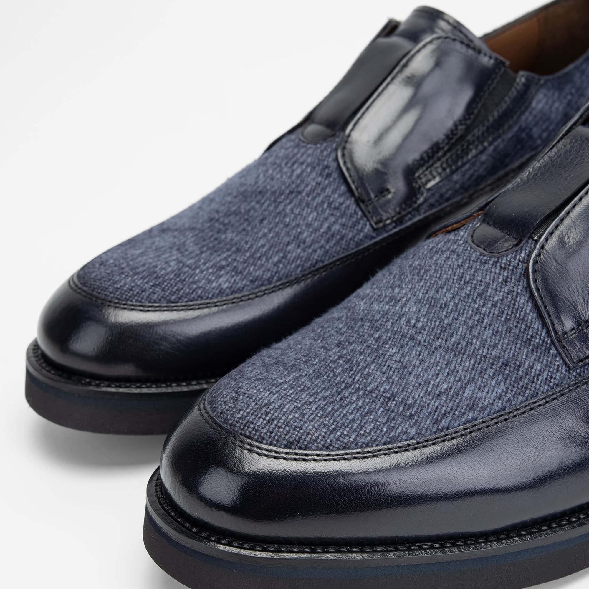 Tamer Tanca Erkek Hakiki Deri/Tekstil Lacivert Makosen Ayakkabı