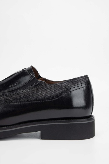 Tamer Tanca Erkek Hakiki Deri/Tekstil Siyah Makosen Ayakkabı