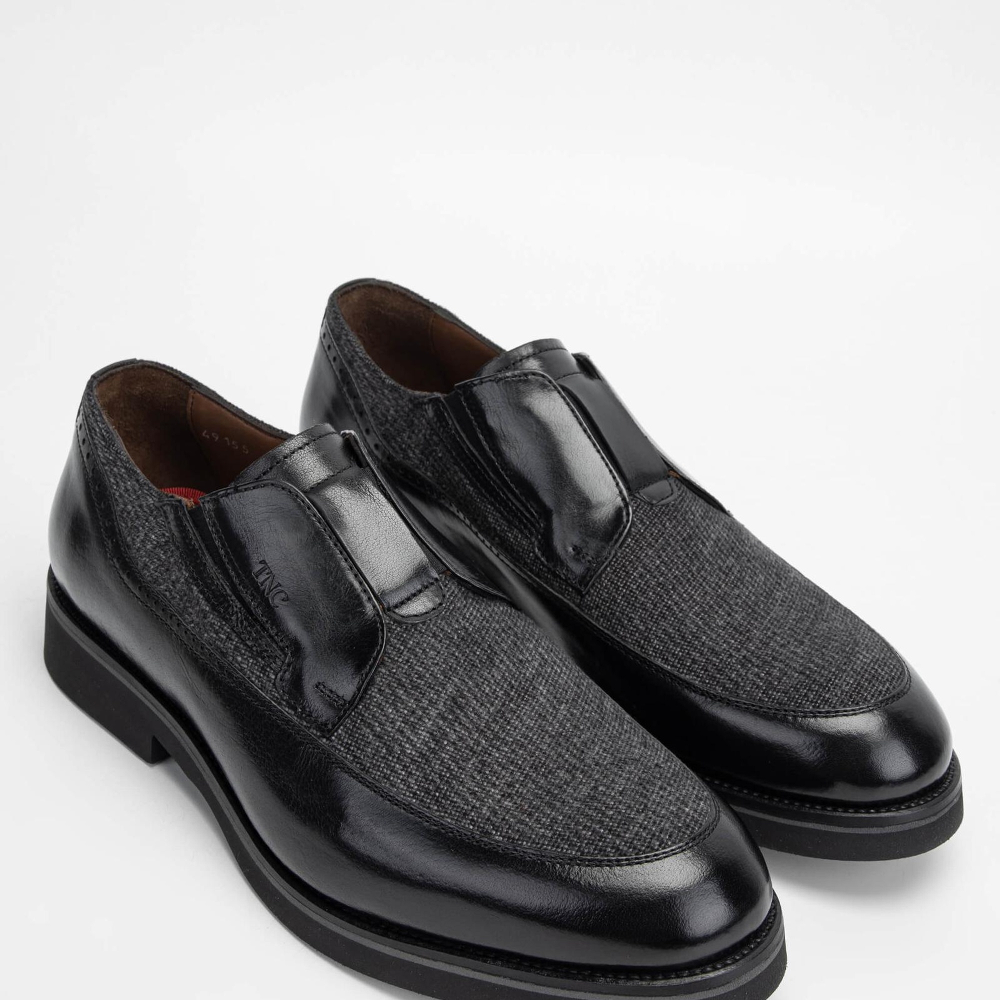 Tamer Tanca Erkek Hakiki Deri/Tekstil Siyah Makosen Ayakkabı