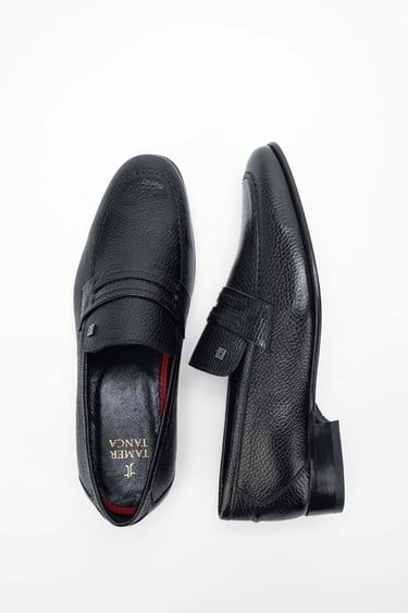  Tamer Tanca Erkek Hakiki Deri Siyah Deri Makosen Ayakkabı