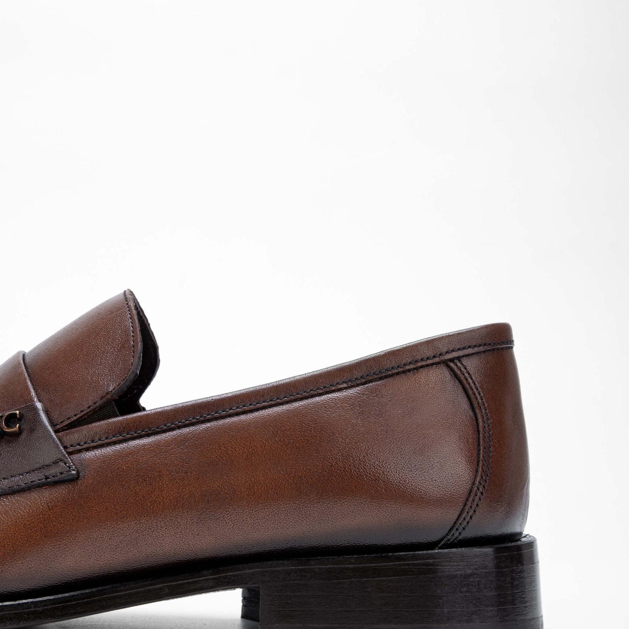 Tamer Tanca Erkek Hakiki Deri Kahverengi Makosen Ayakkabı