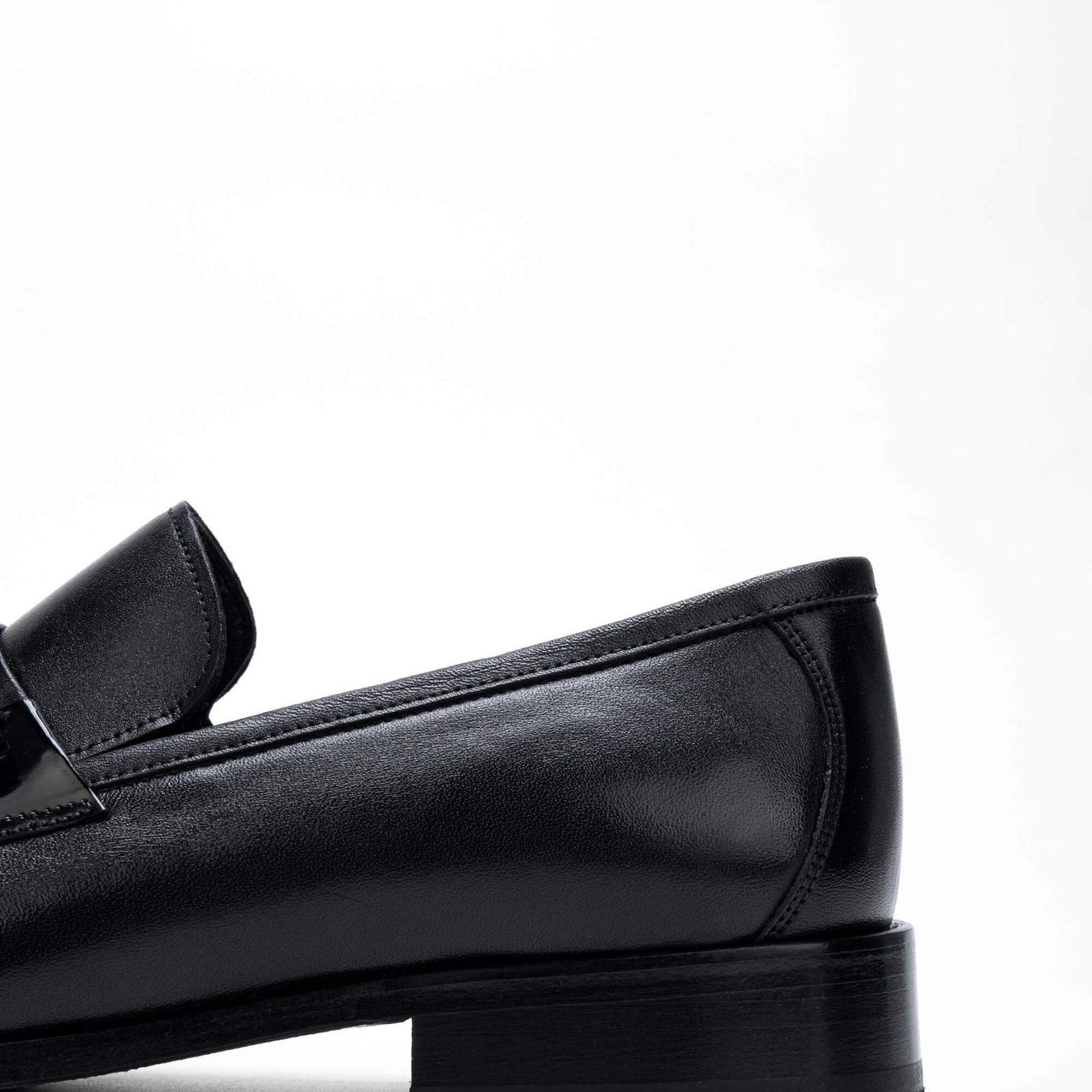 Tamer Tanca Erkek Hakiki Deri Siyah Makosen Ayakkabı