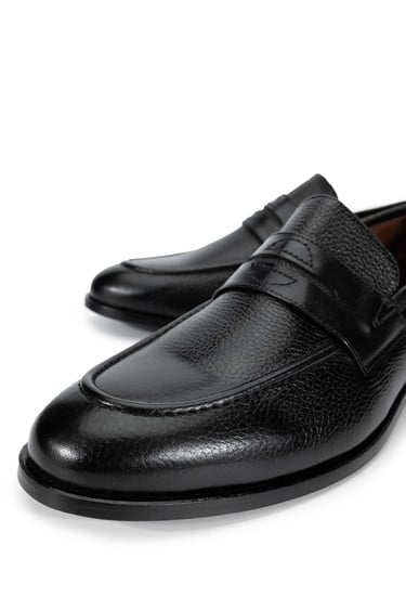  Tamer Tanca Erkek Hakiki Deri Siyah Makosen Ayakkabı