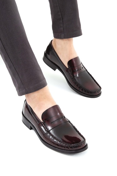  Tamer Tanca Erkek Hakiki Deri Bordo Makosen Ayakkabı