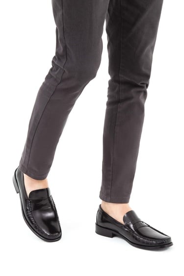  Tamer Tanca Erkek Hakiki Deri Siyah Açma Makosen Ayakkabı