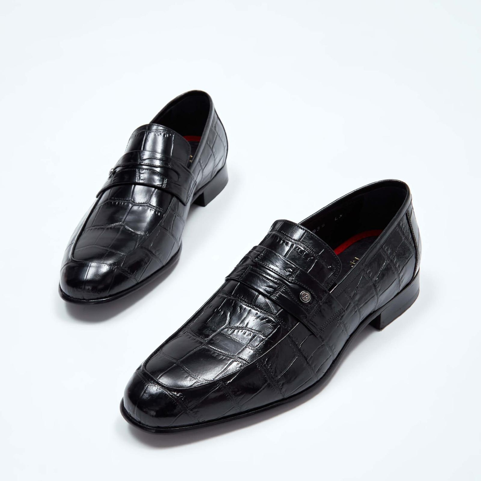 Tamer Tanca Erkek Hakiki Deri Siyah Kroko Makosen Ayakkabı