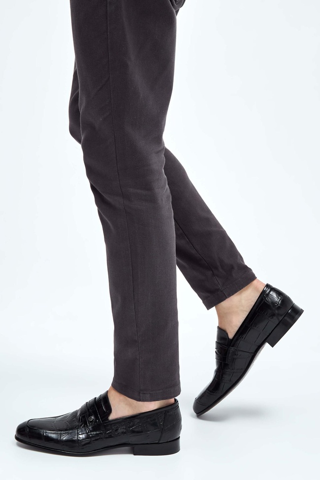  Tamer Tanca Erkek Hakiki Deri Siyah Kroko Makosen Ayakkabı